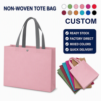 Sac fourre-tout non tissé personnalisé avec logo, fermeture à bouton, réutilisable, écologique, à soufflets, pour le shopping, faible MOQ 1000