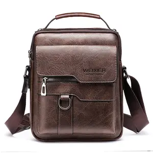 Erkek omuz çantası için 9.7 "ipad erkekler PU deri flep erkek Crossbody çanta iş Flap erkek katı Messenger walletTravel çantası