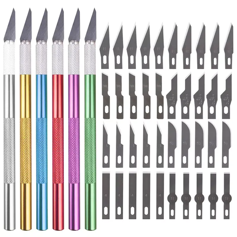 צבעוני מתכת סכין כלים ערכת החלקה להבי חריטת סכין נייד נייד טלפון סרט נייר לחתוך מלאכת גילוף כלים