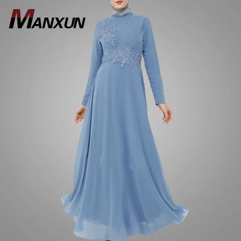 Latest Fashion Muslim Evening Dress Elegant Turkey Long Sleeve Dubai Arabic Abaya Women Islamic Clothing High Quality Maxi Dress