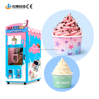 Mesin Penjual Es Krim Soft Serve Otomatis dengan Pilihan Topping Selai Buah dan Pengisian Cup Otomatis, Rasa DIY Komersial