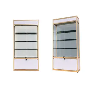 Vitrine Lockable Cabinet Store Alumínio Vidro Jóias Display Showcase armário com vidro porta deslizante