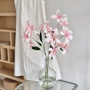 A-1798 bunga anggrek api buatan, bunga anggrek sutra sintetis realistis untuk dekorasi ruang tamu dan rumah - Product Image 4