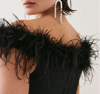 KD – haut en tricot à plumes pour femme, haut de luxe, avec ourlet court