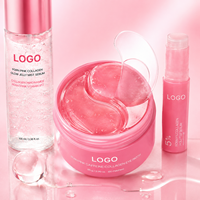 Ensemble de soins de la peau en 3 étapes pour un éclat radieux, anti-âge, réparateur, apaisant, nourrissant, anti-rides, collagène rose PDRN, OEM ODM