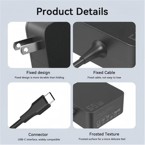 Adaptador de CA Portátil USB C de 65 W, Cable de 5.75 Pies, Compatible con SCP PD 3.0, Universal para MacBook, Dell, HP, <span class=keywords><strong>Lenovo</strong></span>, <span class=keywords><strong>Cargador</strong></span> de Laptop Tipo C de 65 W - Product Image 4