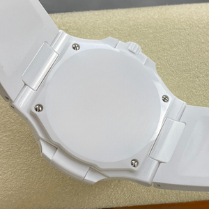 Reloj de Pulsera de Cerámica Blanca Unisex de Lujo 2026, Caja Octogonal, Esfera con Rayas Marrones, Movimiento Automático, Visualización de Fecha, Reloj de Moda - Product Image 4