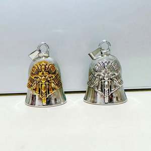 Collar de cadena de acero inoxidable estilo punk vintage con alas para motocicleta, nuevo, con hebilla de llave de campana para motociclistas, para comercio transfronterizo - Product Image 2