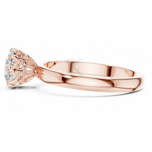 Anillo de Compromiso Solitario Redondo de Oro Amarillo con Engaste de Corona, Anillo de Diamantes Vintage con Filigrana, Joyería Nupcial Elegante y Clásica - Product Image 6