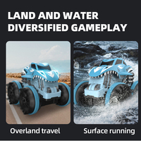 Voiture télécommandée amphibie 2,4 GHz RC tout-terrain, mini véhicule RC, voiture de cascade requin, voiture télécommandée 360° pour enfants, jouets Roblox pour enfants