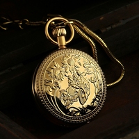 Montre de poche mécanique vintage pour homme, phase de lune, en cuivre véritable, à ressort nostalgique à l'ancienne