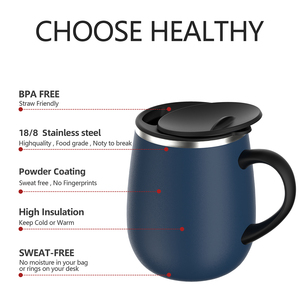 ANSHENG Großhandel 16oz Edelstahl Kaffeebecher Doppelwandiger Vakuumisolierter Becher mit Griff - Product Image 2