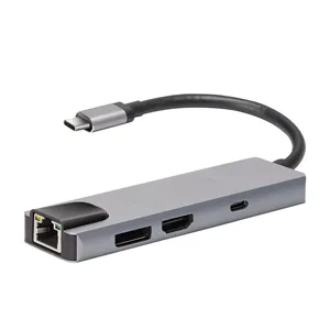 USB C док-станция 4 в 1 USB-C ноутбук с разъемом USB Type-C концентратор многопортовый адаптер ключ с RJ45,HDMI,DP,USB3.0