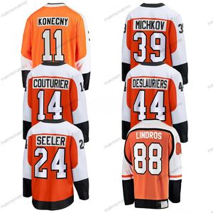 Yeni Philadelphia Buz Hokeyi Forması İşlemeli Tişörtler Logolu Dikişli Üniforma Spor Giyim # 39 Michkov # 11 # 88 Lindros # 14 - Product Image 1