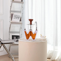 YOUCHENG Ensemble Chicha Arabe Moderne avec Lumière LED Effet Miroir, Chicha en Acrylique, Design en Forme de W, en Plastique, Écologique, Durable, Mini, Noir