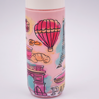 Botol Semprot Kabut Halus Plastik Cetak UV dengan Bodi Warna Pink Bermotif Kupu-kupu, Cetak UV Custom