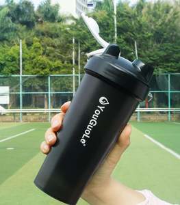 Bouteille de sport écologique sans BPA de 20/16 oz pour mélangeur, style classique, boucle supérieure, poudre de protéines, jus de fruits, mélange direct - Product Image 4