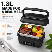 Boîte à repas auto-chauffante Easy Clean 1,3 L, boîte à lunch électrique sans fil, récipient pour repas, chauffe-plat intelligent pour les livreurs