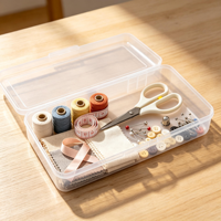 Lot de 4 trousses à crayons classiques en plastique transparent multifonctionnelles avec règle longue et couvercle pour l'école, le bureau et les loisirs créatifs