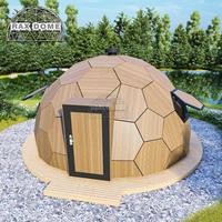RAXDOME Tente dôme hexagonale en verre géodésique de 6m 7m avec panneaux isolants pour hôtel toutes saisons