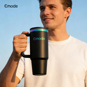 Nuevo Vaso Térmico de 40 oz <span class=keywords><strong>con</strong></span> Asa y Pajita, Acero Inoxidable, Recubrimiento en Polvo, Diseño Arcoíris - Product Image 4