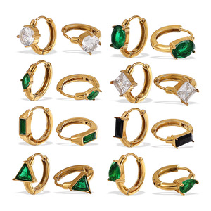 Geometric Shape Ear <b>Cuffs</b> 18K Gold Plated Stainless Steel Bezel Setting For Women Fashion <b>Cuff</b> <b>Earrings</b> - Product Image 5