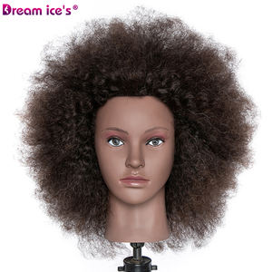 Dream Ice's Hair noir tête d'entraînement cheveux humains <span class=keywords><strong>afro</strong></span>-américain <span class=keywords><strong>Salon</strong></span> pratique coiffeur formation Mannequin tête de poupée factice - Product Image 3