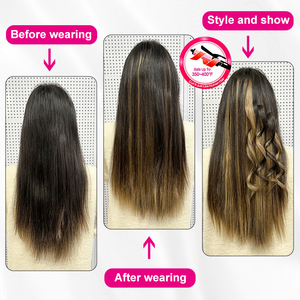 Extensions de cheveux synthétiques invisibles à clips Julianna Wholesale Tangle Free Premium Heat Resistant Yaki Straight 4 Clips - Product Image 5