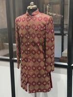 Sherwani Mewah Modern Berkualitas Tinggi 2-Potong Model Indo Western untuk Pesta Pernikahan Pakaian Pengantin Pria Dev Darshan Fashion Sigma