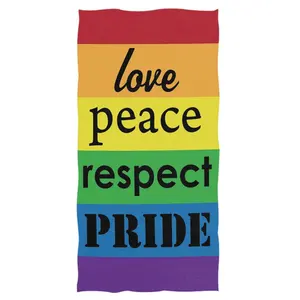 Custom 100% Cotton Microfiber Rainbow Printed Pride Beach Towel Gay LGBT Support Bathroom Towel For Beach Bath Hotel Gift