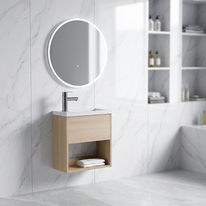 Nuevo proceso, unidades de gabinete de tocador impermeables colgadas en la pared, tocadores de <span class=keywords><strong>baño</strong></span> flotantes de tamaño pequeño con <span class=keywords><strong>lavabo</strong></span> - Product Image 2