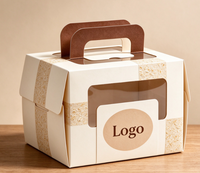 Boîte à gâteaux pour petits desserts, boîte en papier biodégradable de qualité alimentaire avec poignée et fenêtre pour cadeau de fête