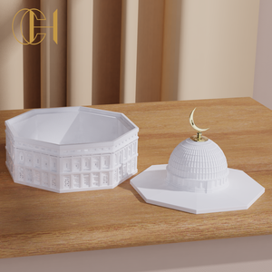 Pot à bougie en ciment C&H pour la mosquée du Ramadan musulman avec couvercles, pot à bougie en béton unique - Product Image 1