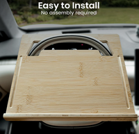 Plateau de voyage double face en bambou écologique et durable pour ordinateur portable et repas, à fixer sur le volant de voiture