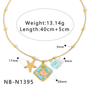 Collares de Moda Hawaiana de Verano, Joyería de Acero Inoxidable 316L, Collar de Conchas Marinas Chapado en Oro de 14k y 18k para Mujer - Product Image 6