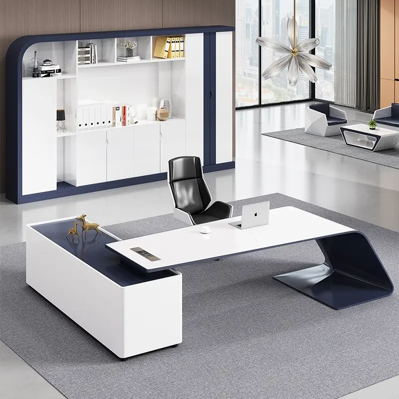 Meja kantor Modern baru desain meja kantor CEO manajer meja eksekutif bentuk L MDF mebel meja untuk dijual