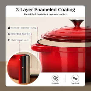 Hot bán men tráng Hà Lan lò Frying Pan bền gỉ bằng chứng chậu nấu ăn KICHEN assesories gang <span class=keywords><strong>Cookware</strong></span> Set - Product Image 5