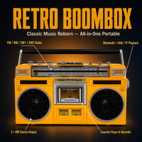 MLK-991C Radio-cassette portable best-seller, style vintage, radio-cassette avec USB