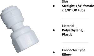 1/4 \ "ด้ายหญิง3/8 \" หลอด o.d. ชุดอุปกรณ์พลาสติกสำหรับเครื่องกรองน้ำระบบออสโมซิสผันกรีเวอร์ส - Product Image 3