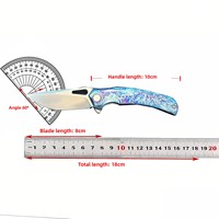 Couteau pliant EDC XF personnalisé OEM en alliage de titane TC4 et acier inoxydable VG10, motif éclair, haute dureté, portable pour l'extérieur