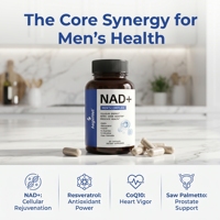 Capsules végétaliennes OLLI OEM NAD+ pour hommes, stimule l'énergie cellulaire, la vitalité et la longévité