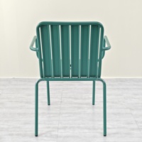 Fauteuil de salle à manger moderne vert aluminium métal Vente en gros LL pour chambre à coucher utilisation parc empilable jardin chaise de café salon