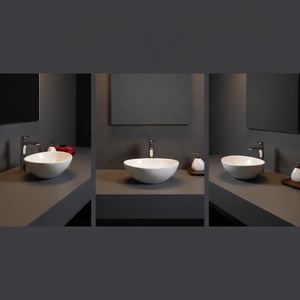 Fregaderos de lavabo de baño ovalados modernos, recipiente de fabricación Lavamanos, lavabo de tocador de cerámica para lavabos de Hotel - Product Image 5