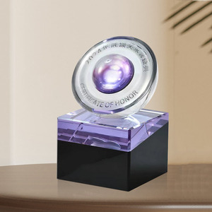 Trofeo de vidrio en blanco para chorro de arena, trofeos de escudo de cristal de color, presentación de lujo, trofeo de <span class=keywords><strong>metal</strong></span>, premios de vidrio - Product Image 1
