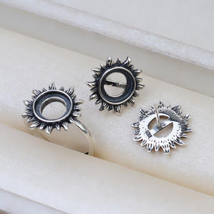 Juego de Anillos de Plata S925 con Colgante de Girasol Tailandés, Perla Mabel, Bandeja Vacía para Pendientes, Accesorios para DIY, Joyería de Moda 2848 - Product Image 3