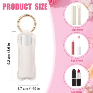 Porte-clés simple pour baume à lèvres, étui individuel en cuir PU pour rouge à lèvres, pochette de maquillage, étui pour baume à lèvres et brillant à lèvres - Product Image 4