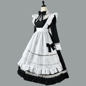 Costume da <span class=keywords><strong>Cameriera</strong></span> Nero Victoria <span class=keywords><strong>per</strong></span> Donna, Abito Lolita con Grembiule in Pizzo, Lunghezza Maxi, Stile Vintage Coloniale <span class=keywords><strong>per</strong></span> Halloween, Taglie Forti - Product Image 4