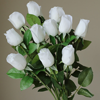 Fleurs de Rose Artificielles en Soie Rouge Toucher Réel de Haute Qualité pour Décoration de Mariage – Vente en Gros