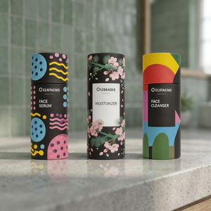 Black Cylinder Paper Tube Packaging <b>Box</b> for Cosmetic Use Biodegradable <b>Recyclable</b> Uncoated Craft Paper D50*H180 Four-Color - Product Image 4