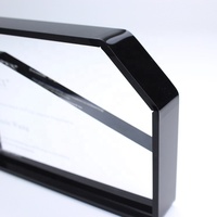 Placa de Acrílico Biselada Personalizada APEX - Diseño Asimétrico Ecológico Grabado con Láser, Logotipo Serigrafiado, Transparente, Negra